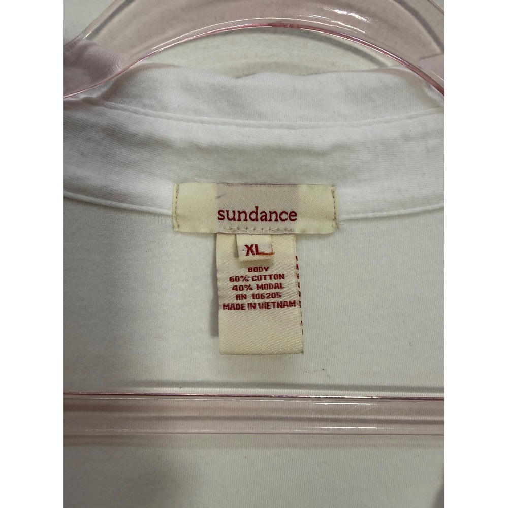Sundance Top Wrap Front Button Down XL White Long Sleeve Cotton Modal Blouse - Picture 4 of 9